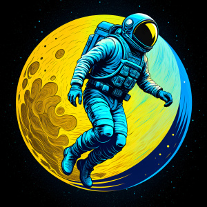 astronaut epic space moon yellow blue moon