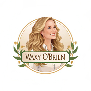 Digital illustration for WaxY O'Brien's waxing salon. Logo design featuring a woman with long blonde hair.