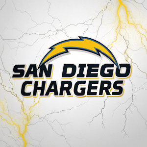 Digital art of the San Diego Chargers logo. Bold black and yellow on white background