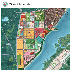 Detailed urban map of Miami's Allapattah neighborhood. Illustrates residential, commercial, and recreational areas with precision.