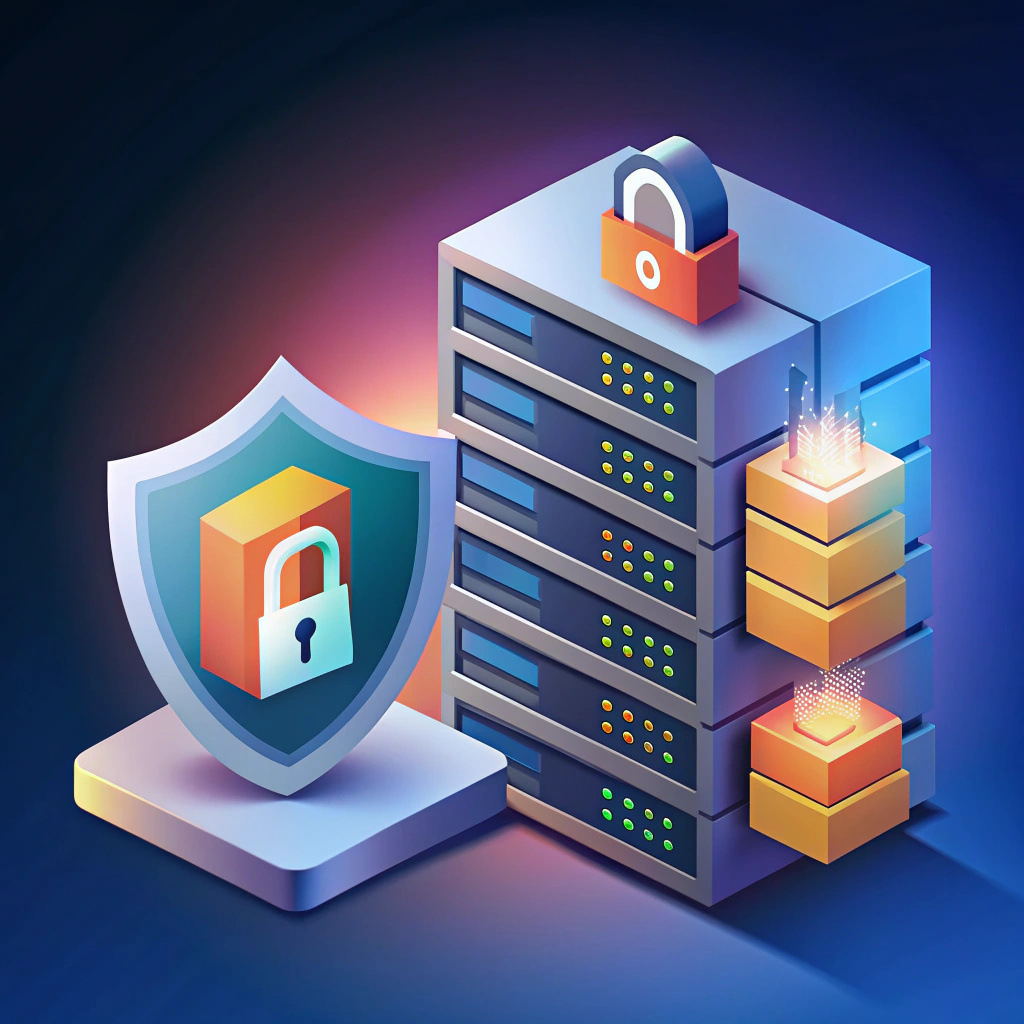 Secure server concept illustration - Recraft