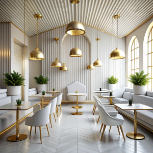 Best white and gold aesthetic modern Café 