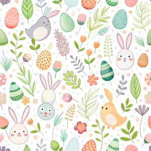 easter minimalist doodles seamless pattern tile, white ground