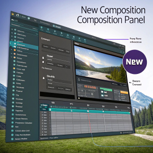 Adobe After Effects software screenshot showcasing the composition panel and new composition options.