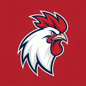 Sydney Roosters logo, sleek and modern design featuring a bold, white bird on a red background.