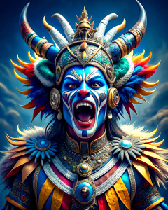 danza diablada hombre que da miedo, con rasgos exagerados y mascara metalica, ojos grandes de metal y dientes pronunciados, que sea mas folclorico de puno peru, 
