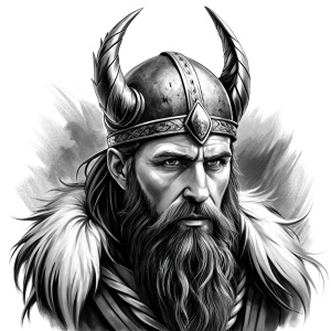 viking ragnar perfect realistic art, high-definition, high-definition grey and black, white background 