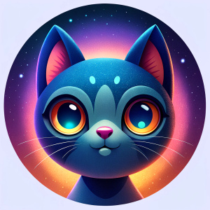 cute cat head on maze round button