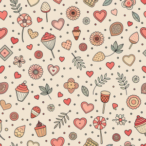 valentine day minimalist doodles for seamless pattern tile, light background