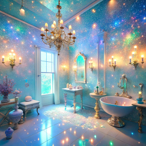 light pastel close Photoshop Photo Manipulations    fairy bathroom sea aesthetic ornament Dreamscape    close up    very much glitter sparkly ultra intense crystal effect fantasized glam Sprinkle Shimmering Bioluminescent fairytale masterpiece  Magical   Shimmering glowing effect cool effect