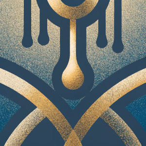 Logo redesign for Malolos. Modern, sleek look featuring abstract figures intertwined with melted dessert elements. Dominant colors: brown and gold.