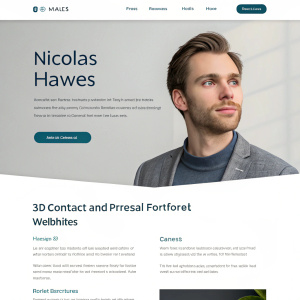 Nicolas Hawes' professional portfolio website. Features 3D models, graphic designs, and contact information.