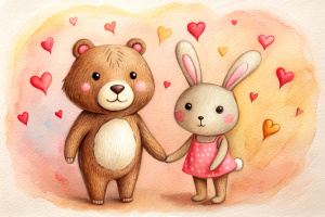 brown Bear and tan bunny