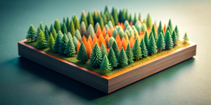 isometric view from 45deg. miniature forest