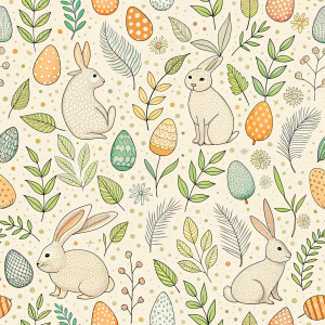 easter minimalist doodles seamless pattern tile, white ground