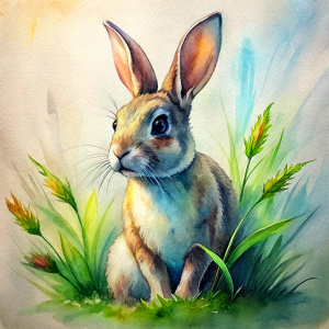 rabbit with grass