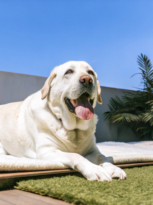 A very fat Labrador Retriever.