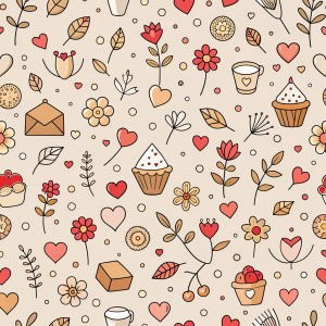 valentine day minimalist doodles for seamless pattern tile, light background