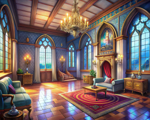 background in anime style room in the castle