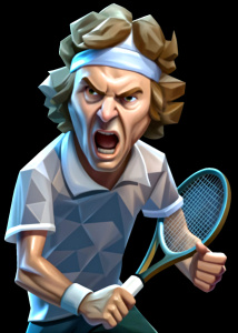  cartoon  angry John McEnroe playing tennis, ultra detailed   ,  background, style pop art, , style watecolor, black background,ready for print t-shirt, style art fabric, without horse, full body


