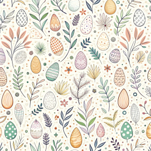 easter minimalist doodles seamless pattern tile, white ground