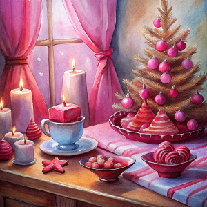 n the corner stood a Christmas tree adorned in pink. Pink napkins on the table, pink candles. There were pink baubles, pink napkins, and even the gingerbread cookies had pink icing. But the funniest story was related to the presents. Because they, too, had shades of pink. And so, Grandpa Dionysius received a warm hand-knitted sweater that was entirely in the shade of powder pink."






