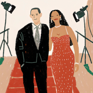 Eminem and Rihanna at the Met Gala. Red carpet event.
