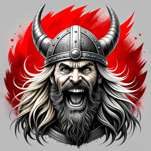 happy viking perfect realistic art, high-definition, high-definition grey and black, white background 