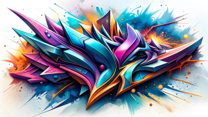 3D graffiti wildstyle on white paper, perfect composition, dynamic and aesthetic, 3D color effects, edgy and modern, ""COPY""