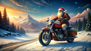 RUSSIAN SANTA CLAUS ON A HARLEY Davidson