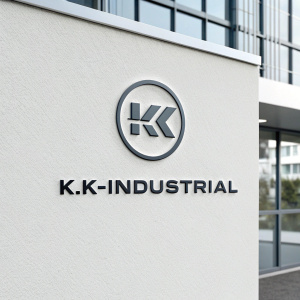 Illustration of K.K-Industrial logo. Modern, sleek design with 'KY' as focal point. 'K.K-Industrial' in clean, professional font beneath. Exudes sophistication and contemporary flair.