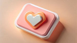 Social media like the notification icon with the heart symbol. Social Media Success Concept - 3d Rendering