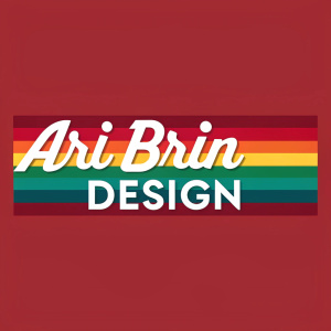 Dynamic logo for Ari Brin Design, featuring a bold and vibrant color palette. Clean and modern font. Designer's name takes center stage. Simple yet striking.