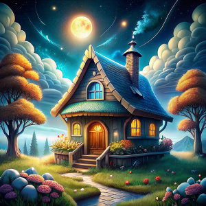 cozy little house by the edge of a meadow