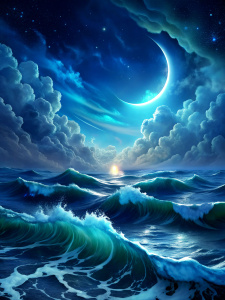  moon ocean waves