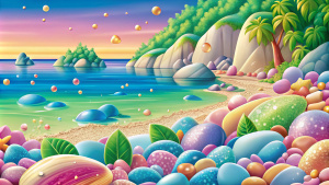 close-up of sea pebbles in a magical cove