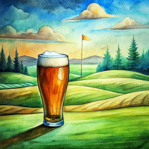 beer glass on a golf course