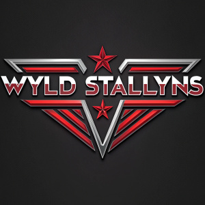 A sleek, metallic logo for Wyld Stallyns. Red and silver hues on a dark background, featuring bold text and dynamic shapes.