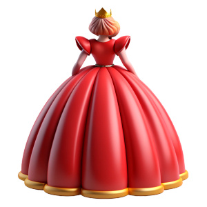 Silueta de una quinceañera  con un vestido rojo de princesa y dando la espalda a la lente de la camara