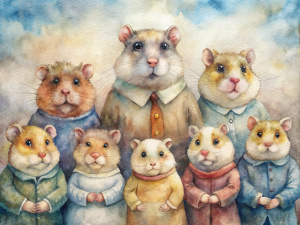 family photo of seven humanize hamster