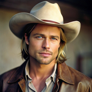 brad pitt wearing a cowboy hat