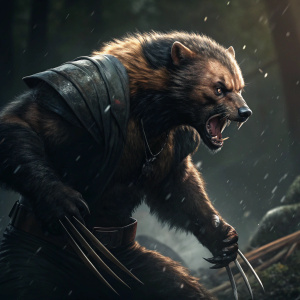 High-definition digital art of Wolverine. Claws unsheathed and ready to strike. Dark, ominous background
