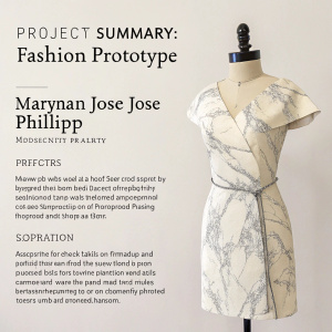 Maryann Jose Philip's project summary: Developing a prototype garment for a new fashion brand. Design features a marble-textured pattern. The project focuses on creating a unique theme and understanding brand styles.