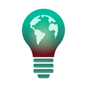 The picture of the earth is inside the light bulb. The light bulb is a bit like coming up with an idea.abstract style
