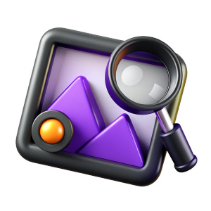 a photo frame with a  magnifying glass