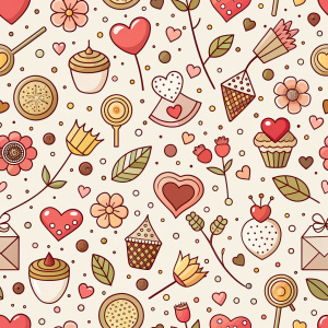 valentine day minimalist doodles for seamless pattern tile, light background