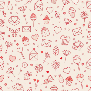 valentine day minimalist doodles for seamless pattern tile, light background