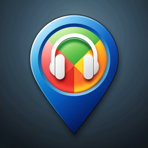 icono de audiologia con ubicacion en ggogle maps
