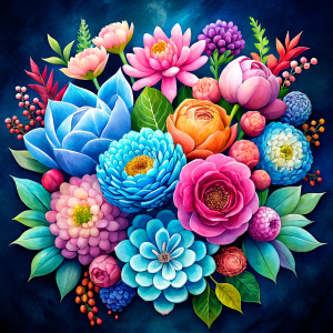 watercolor . rose pink crocus, coral pink daffodil ,thulian pink roses ,creamy pink Damarions, buble gum pink Common Crape Myrtle , amaranth pink Ranunculus viburnum , creamy wax flower ,taffy pink dandelion ,cherry pink geranium, salmon violet s , a big blue prussian Chineese traditional motiffs decorated Vase on a white wall, watercolor