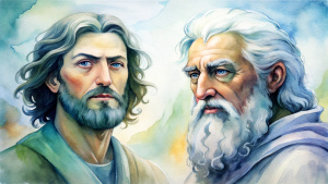 In the Bible, in ancient times, the picture of the white-haired man Elijah and the black-haired man King Ahab